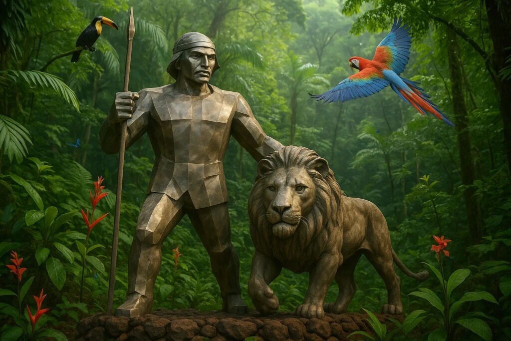 guacurari y leon en la selva